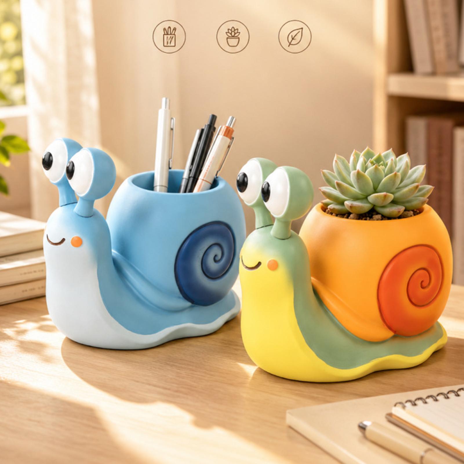 Succulent Set - カタツムリ型フラワーポット カタツムリ型植木鉢 ペンホルダー デスクトップペンホルダー デスクトップ収納 多肉植物鉢