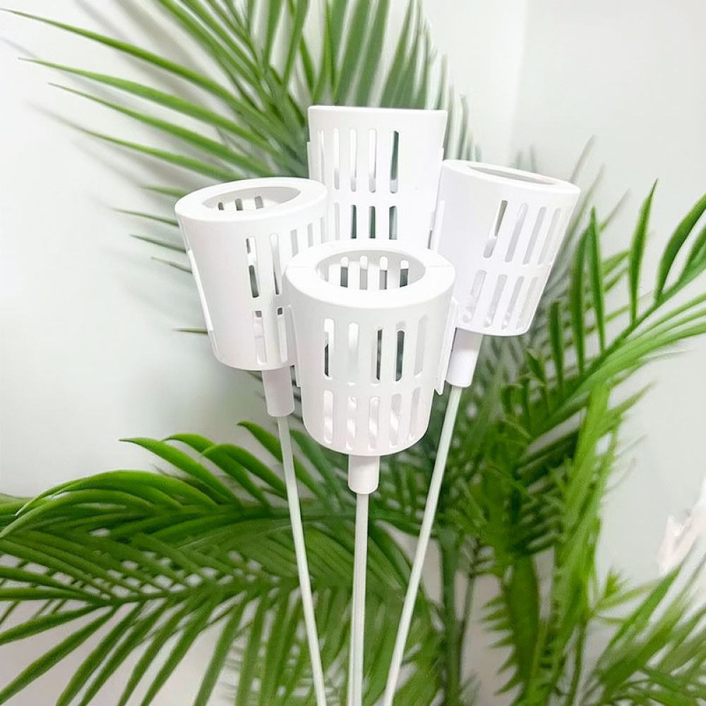 Plant Support Stake - プラスチック製の多肉植物用花スタンド。ガーデニングやDIYに使える、花束の形を整えたり、植物を飾ったりするためのアクセサリー。緑と白。