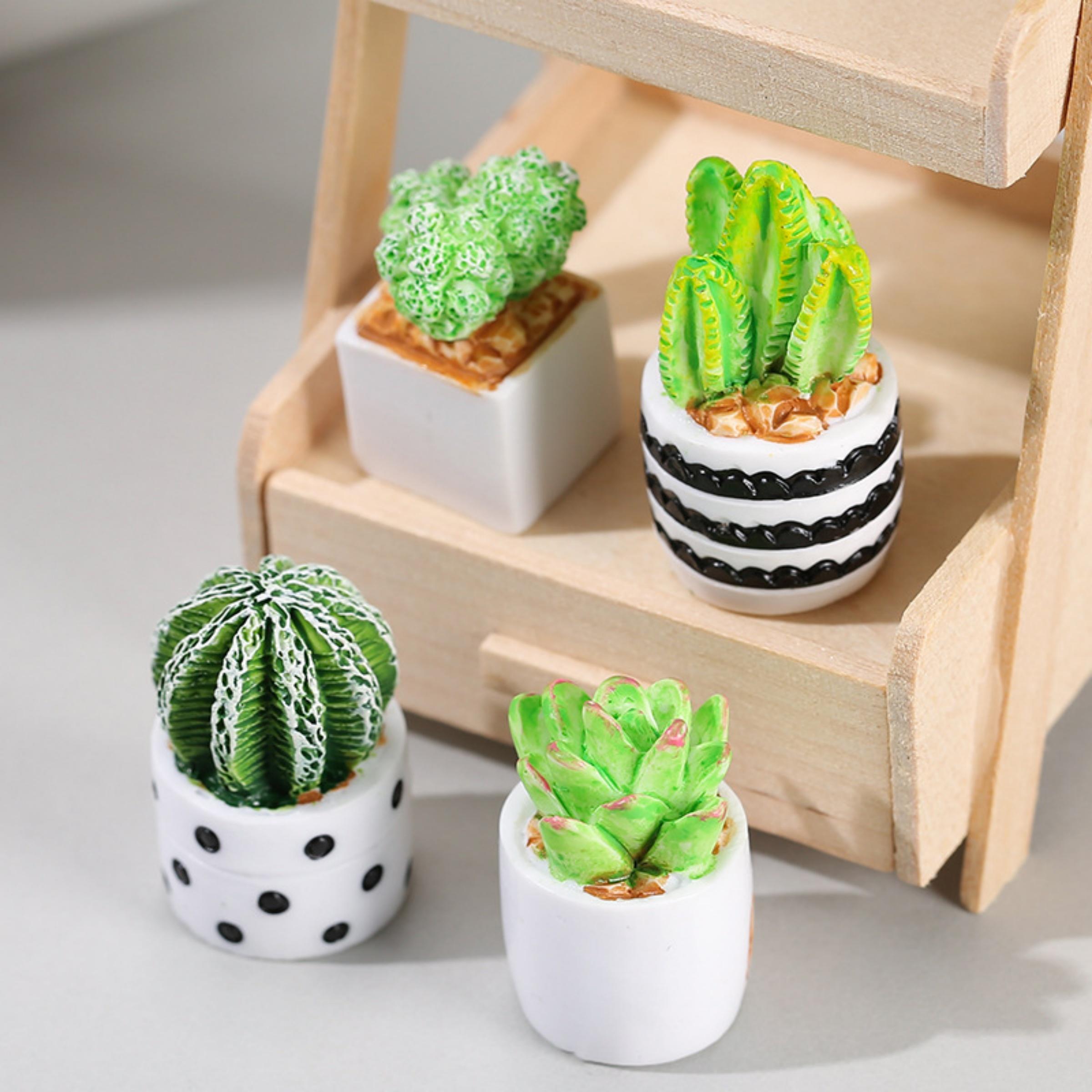 Succulent Set - サボテン多肉植物の鉢植え4点セット、フェアリーガーデンアクセサリー、ミニチュアDIY用マイクロランドスケープオーナメント