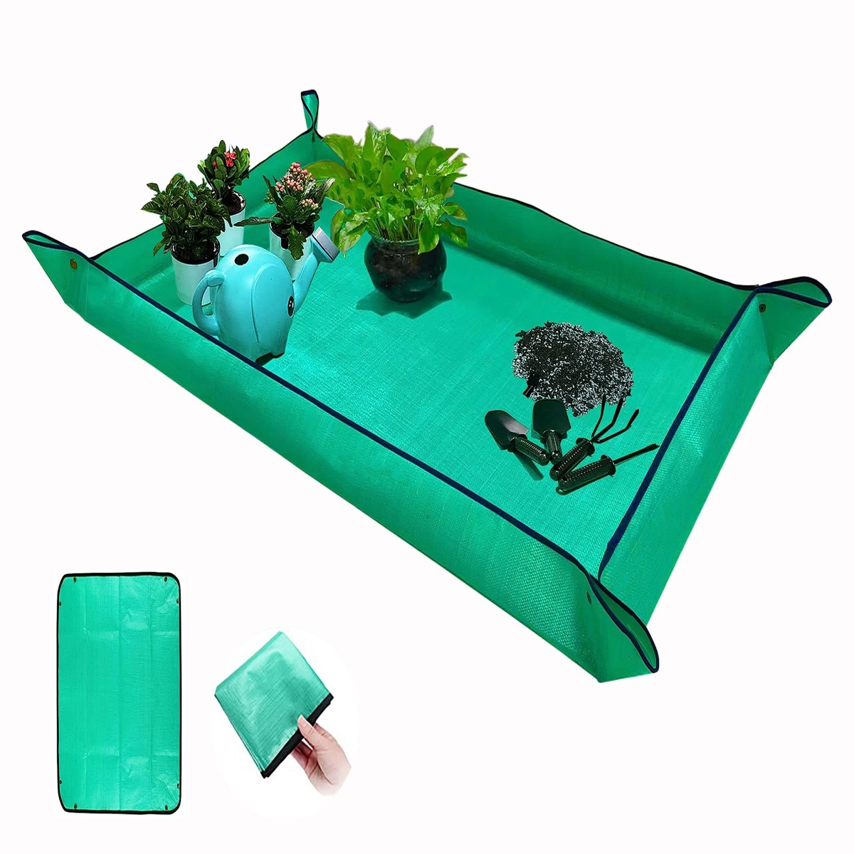 Repotting Mat - 革新的な特大サイズの防水植え替えマット。折りたたみ式で持ち運び可能。室内の多肉植物の植え替えや、土の交換、水やりに便利。