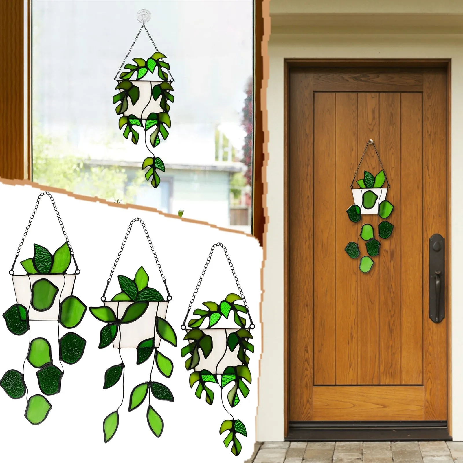 人工植物装飾手作りグリーン偽植物ステンドグラス窓ぶら下げライ - Plant Parent Yearly のレビューと価格