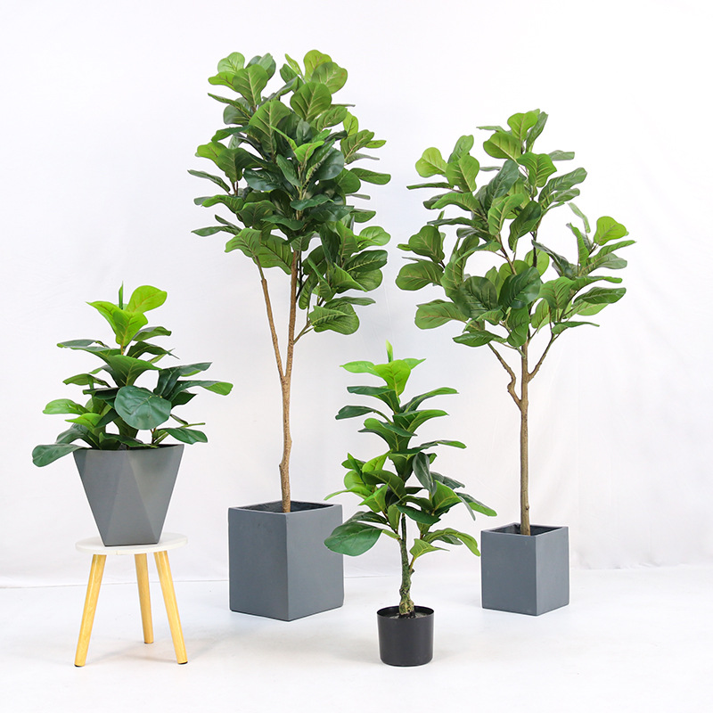 人工観葉植物、プラスチック製の鉢植え、フィドルリーフフィカス - Fiddle Leaf Fig のレビューと価格
