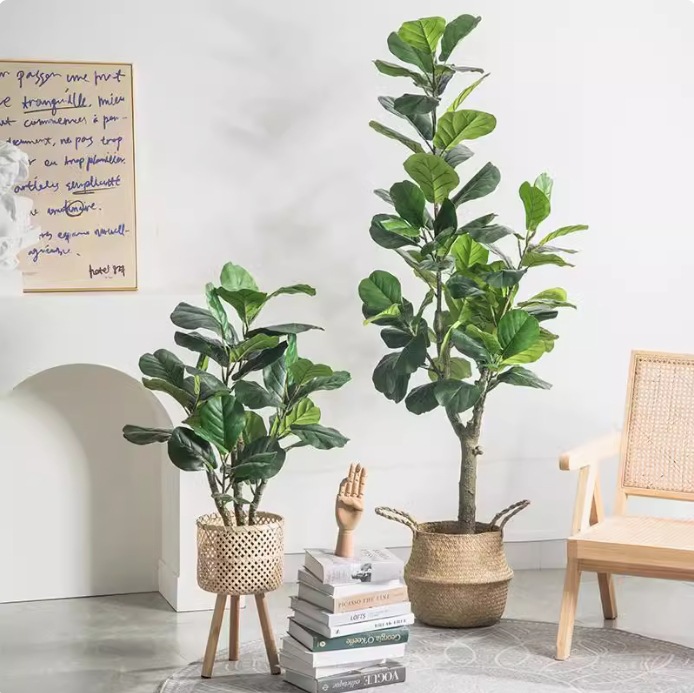 人工観葉植物、プラスチック製の鉢植え、フィドルリーフフィカス - Fiddle Leaf Fig のレビューと価格