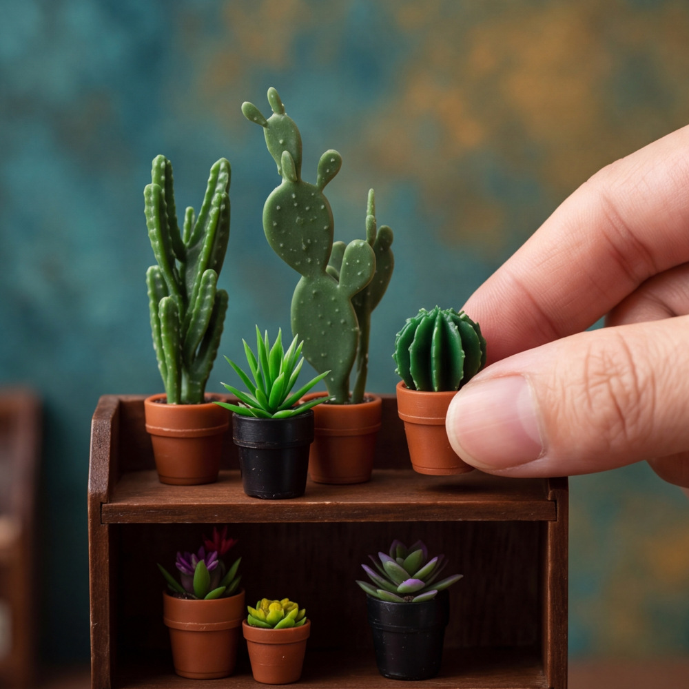 ジオラマ、ドールハウス、妖精の庭、机の装飾に使える、多肉植物 - Succulent Set のレビューと価格