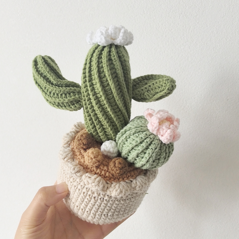 創造的な編み物植物の鉢植え、かわいい編み物植木鉢、人工サボテ - Terracotta Pot のレビューと価格